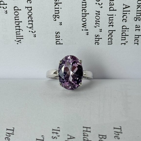 Kabana Sterling Silver Purple Amethyst Solitaire Gemstone 925 Ring Size 7 - Picture 2 of 6